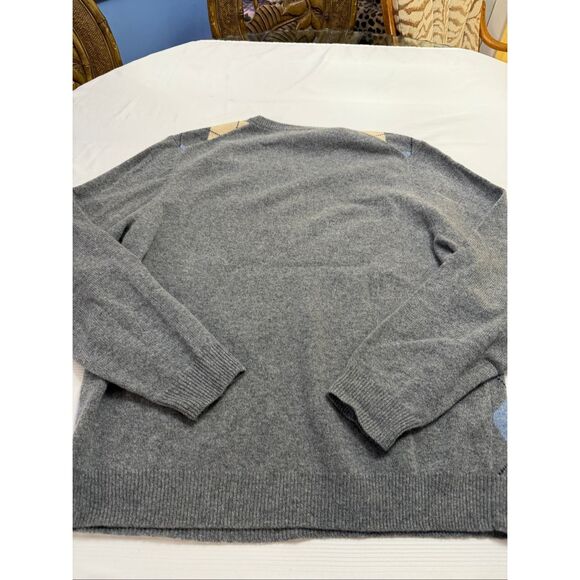 346 Brooks Brothers Scottish Lambswool Grey Argyle V Neck Sweater Size XL - Picture 8 of 10